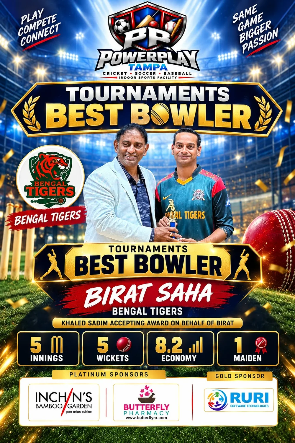 Best Bowler: Birat Saha - PowerPlay Tampa Box Cricket Tournament October 2026