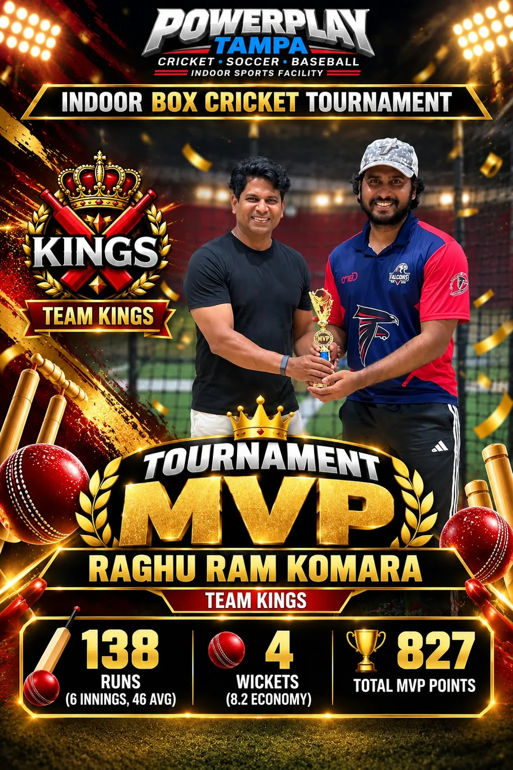 Tournament MVP: Raghu Ram - PowerPlay Tampa Box Cricket Tournament October 2026